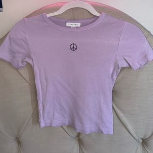 Top shop peace sign cropped tee shirt in purple